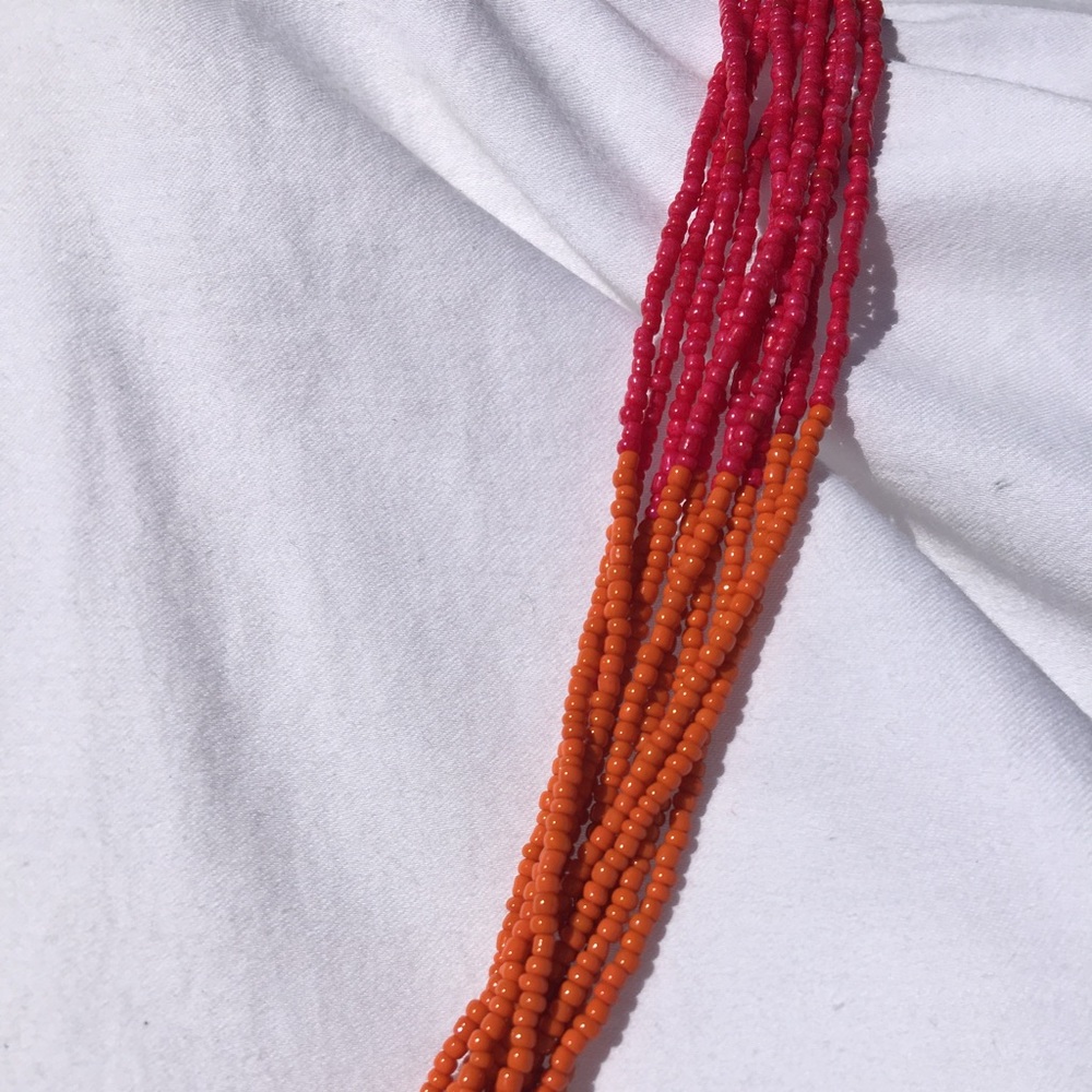 Orange and Pink Beaded Necklace NWOT - Picture 2 of 5